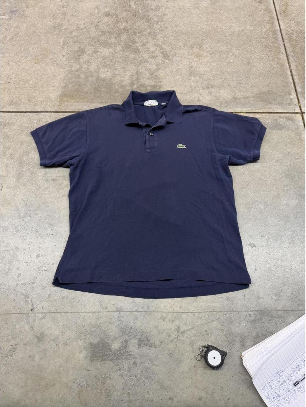 vintage lacoste navy blue small logo alligator polo shirt size large